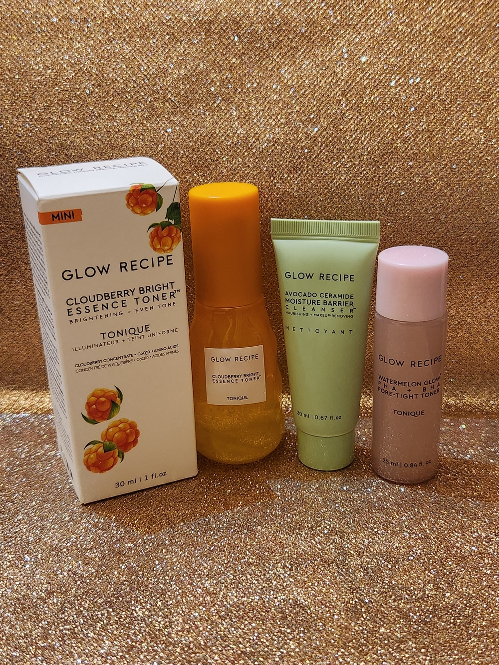 Glow Recipe Skincare Trio - Essence Toner, Cleanser & Pore-Tight Toner- New